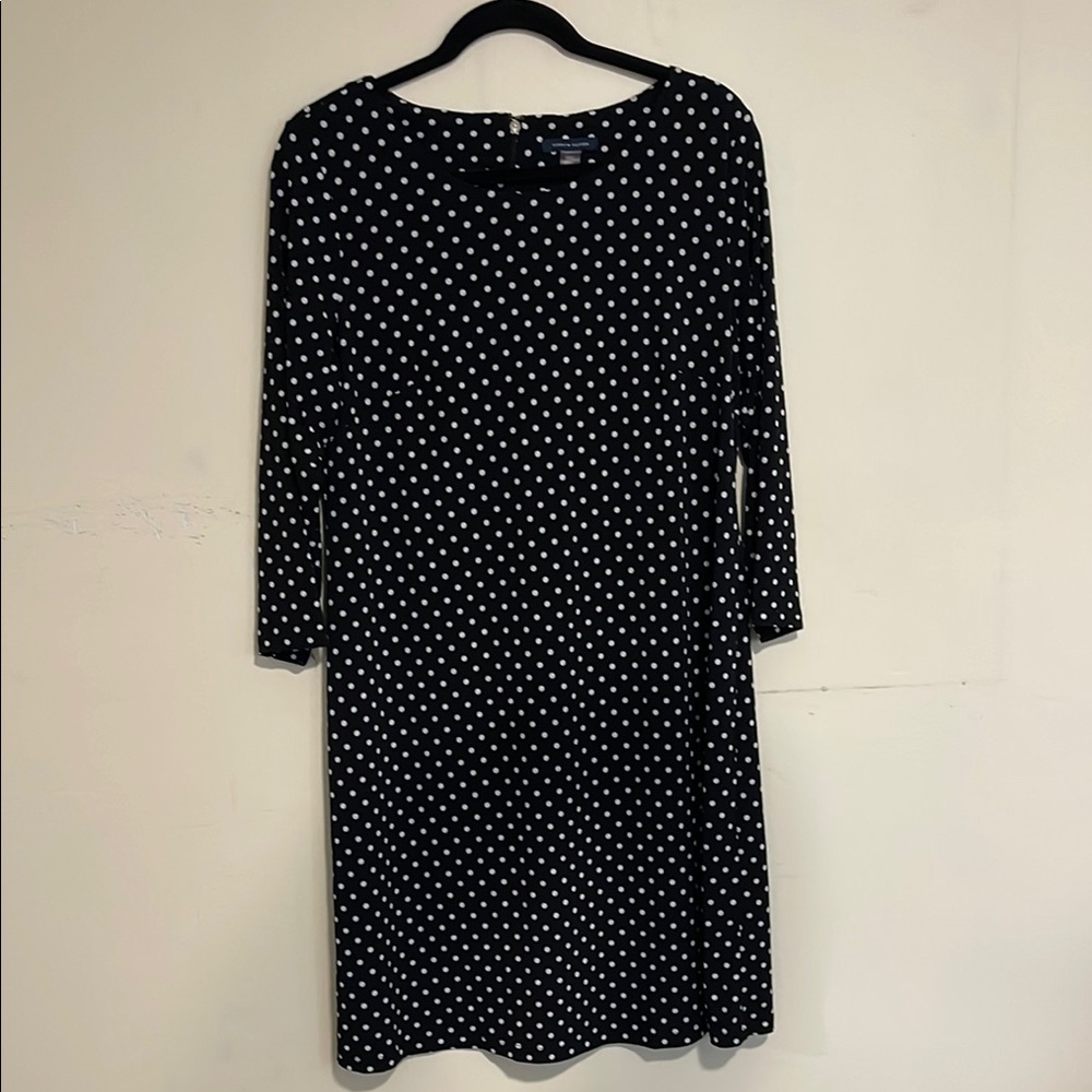 Tommy Hilfiger Black and White Sheath Dress 3/4 Sleeve Crew Neck